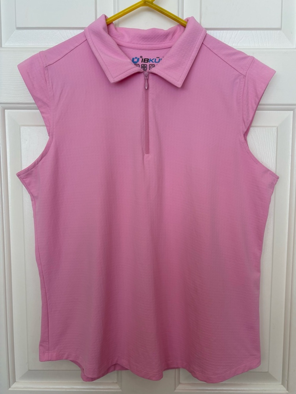 Ibkul Ibcool Sleeveless Polo Golf Shirt Women Size XL Pink 1/4 Zip UPF 50